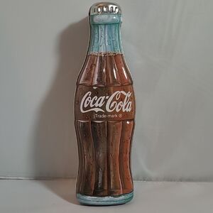 Coca-Cola Metal Bottle Sign in Brown and Aqua
